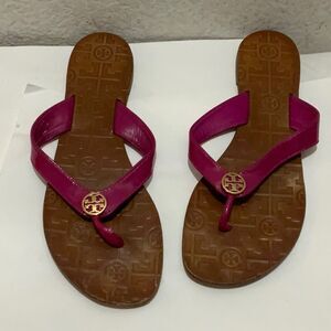 Tory Burch Thora Patent Leather Thongs - Pink - 10 M